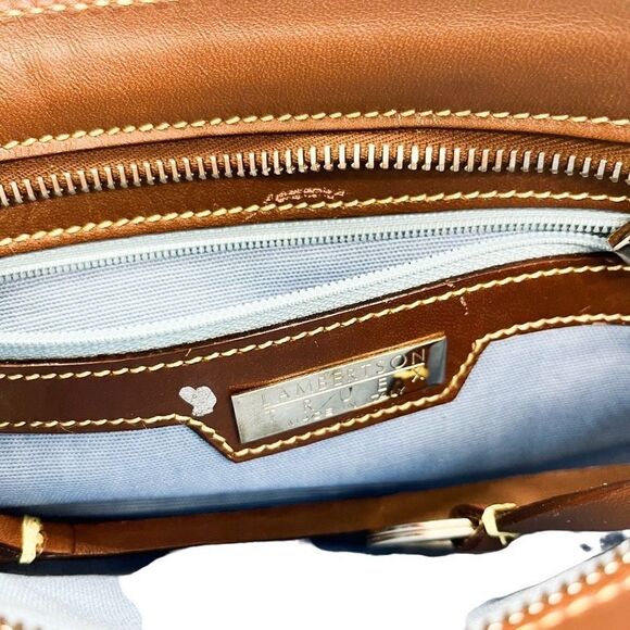 Lambertson Truex Shoulder Bag Pink Suede Brown Purse COA - Picture 4 of 7